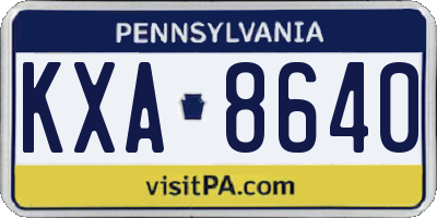 PA license plate KXA8640