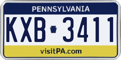 PA license plate KXB3411