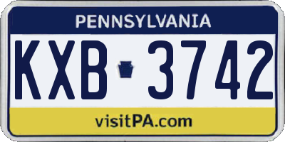 PA license plate KXB3742