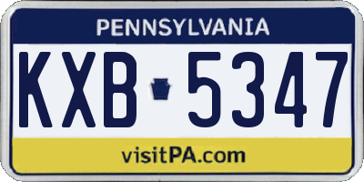 PA license plate KXB5347