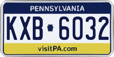 PA license plate KXB6032