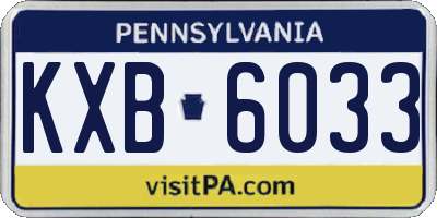 PA license plate KXB6033
