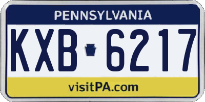 PA license plate KXB6217