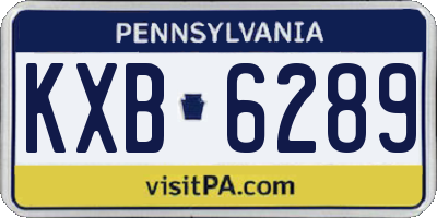 PA license plate KXB6289