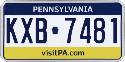 PA license plate KXB7481