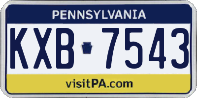 PA license plate KXB7543