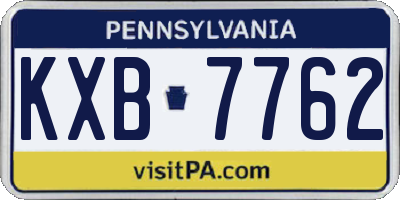 PA license plate KXB7762