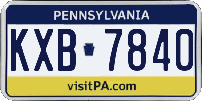 PA license plate KXB7840