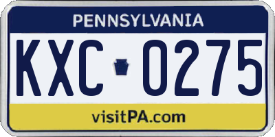 PA license plate KXC0275