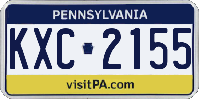 PA license plate KXC2155