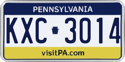 PA license plate KXC3014