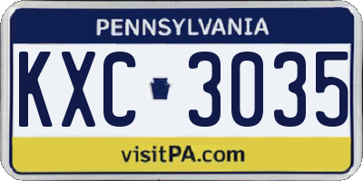 PA license plate KXC3035