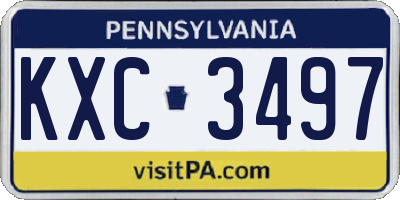 PA license plate KXC3497