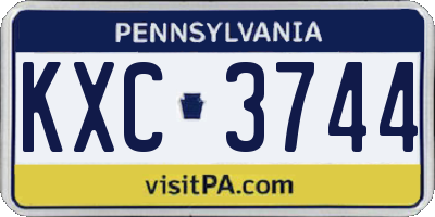 PA license plate KXC3744