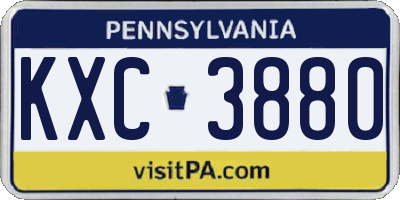 PA license plate KXC3880