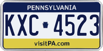PA license plate KXC4523