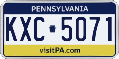 PA license plate KXC5071