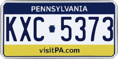 PA license plate KXC5373