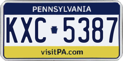 PA license plate KXC5387