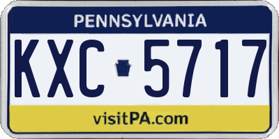 PA license plate KXC5717