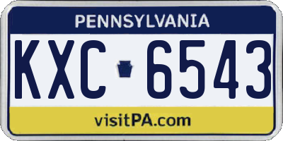 PA license plate KXC6543