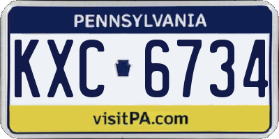 PA license plate KXC6734