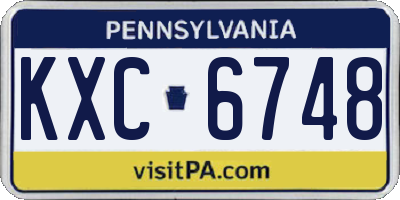 PA license plate KXC6748