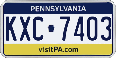 PA license plate KXC7403