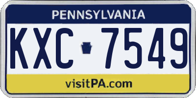 PA license plate KXC7549