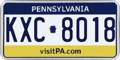 PA license plate KXC8018