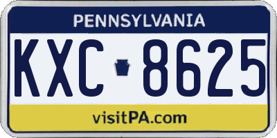 PA license plate KXC8625
