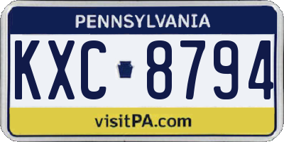 PA license plate KXC8794