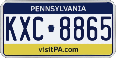 PA license plate KXC8865