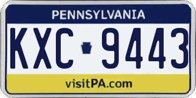 PA license plate KXC9443