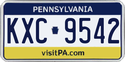 PA license plate KXC9542