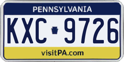 PA license plate KXC9726