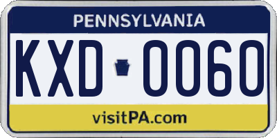 PA license plate KXD0060