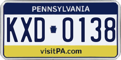 PA license plate KXD0138