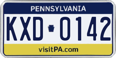 PA license plate KXD0142