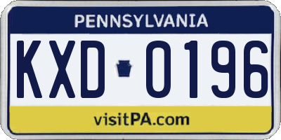 PA license plate KXD0196