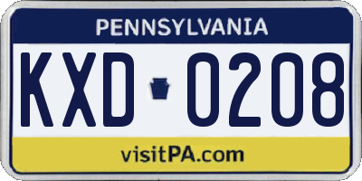 PA license plate KXD0208