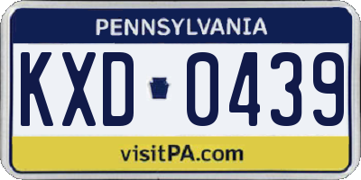 PA license plate KXD0439