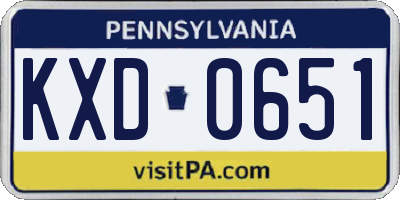 PA license plate KXD0651