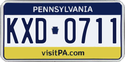 PA license plate KXD0711
