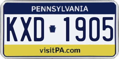 PA license plate KXD1905