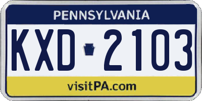 PA license plate KXD2103