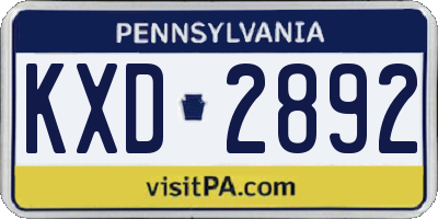PA license plate KXD2892