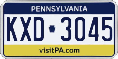 PA license plate KXD3045