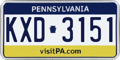 PA license plate KXD3151