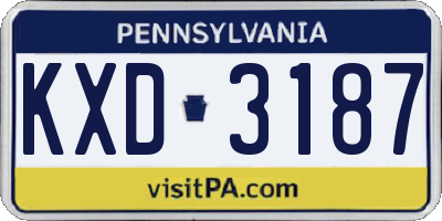 PA license plate KXD3187